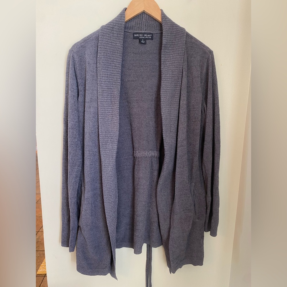 Barefoot Dreams CozyChic Ultra Lite Cardigan Blue Size Medium Boho Casual Comfy - Picture 4 of 11